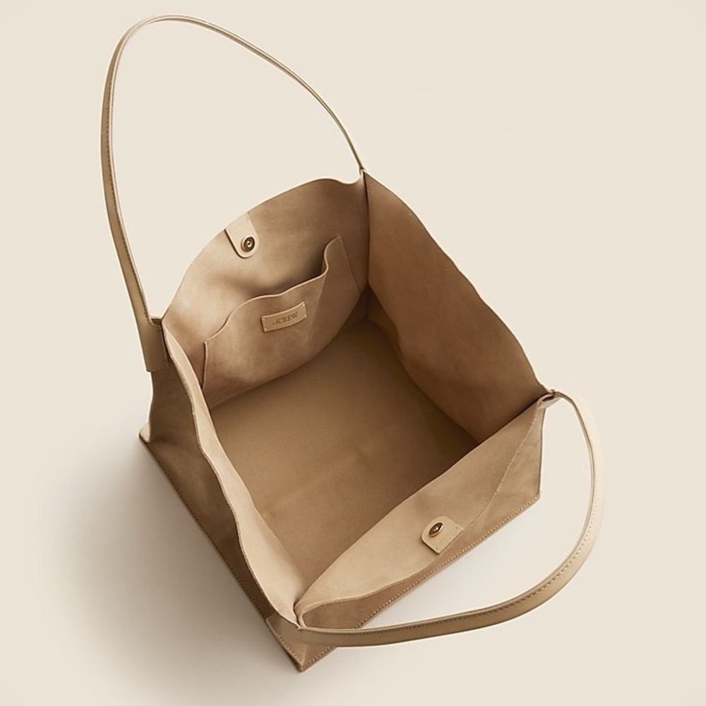 J.Crew Unstructured Large Berkeley Luxe Tote Carryall Bag in Light Khaki Suede 👜 - Picture 2 of 9